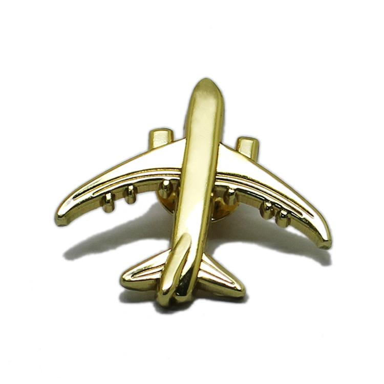 Anstecknadel aus 3D-Flugzeug-Metall in Gold und Silber