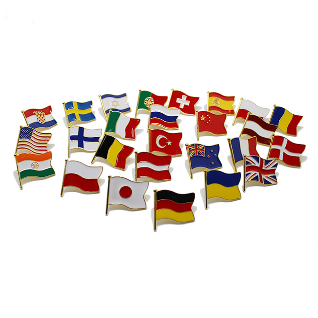 Anstecknadel mit weicher Emaille und Länderflagge aus Metall