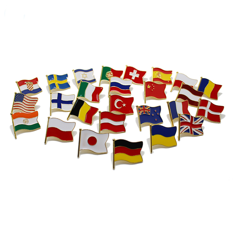 Anstecknadel mit weicher Emaille und Länderflagge aus Metall