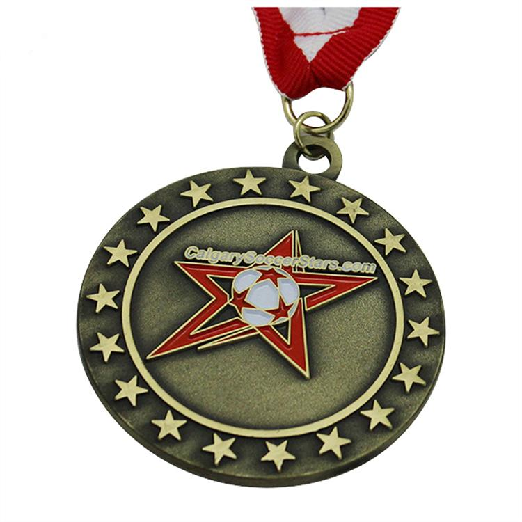 Antike individuelle Fußball-Goldmedaille aus weicher Emaille