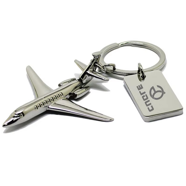 3D-Modell, personalisierter, individueller Metall-Logo-Flugzeug-Schlüsselanhänger