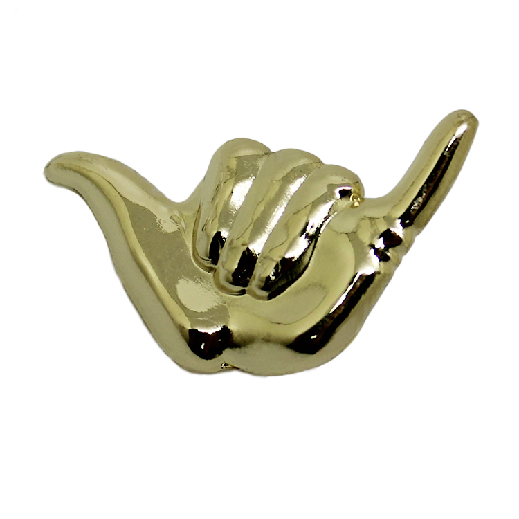 Anstecknadel aus Metall mit 3D-Gold-Geste