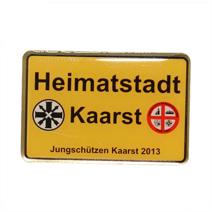 Rechteckige Anstecknadel mit individuellem Logodruck und Epoxidharz
