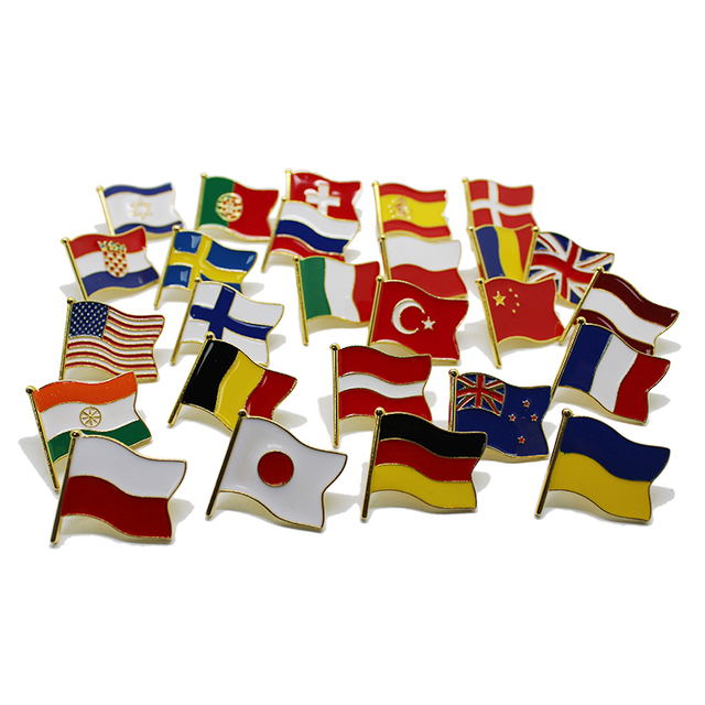 Anstecknadel mit weicher Emaille und Länderflagge aus Metall