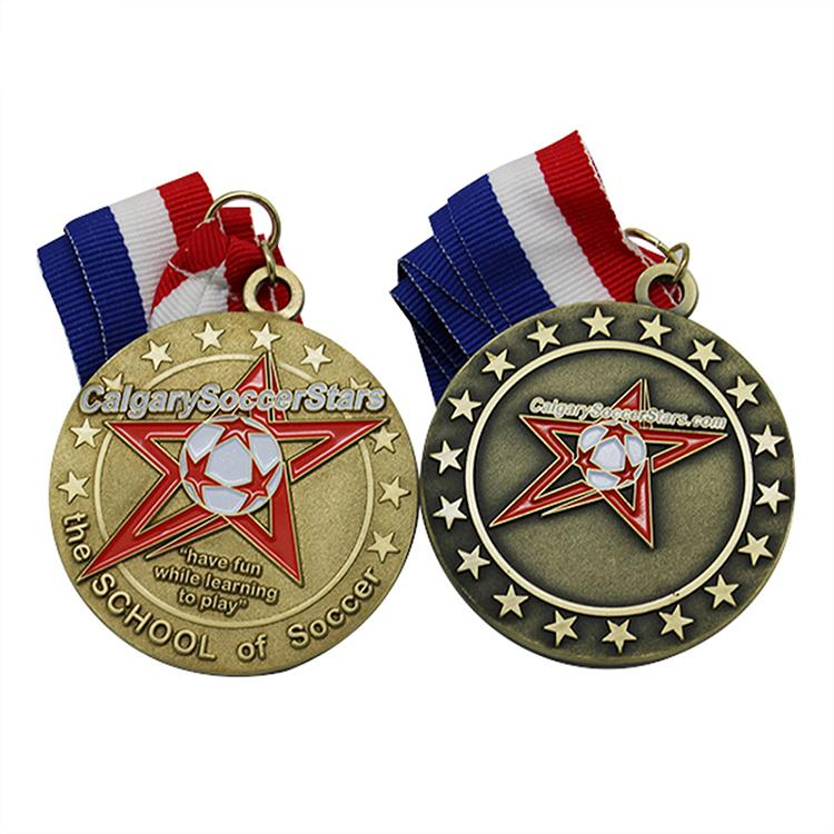 Antike individuelle Fußball-Goldmedaille aus weicher Emaille
