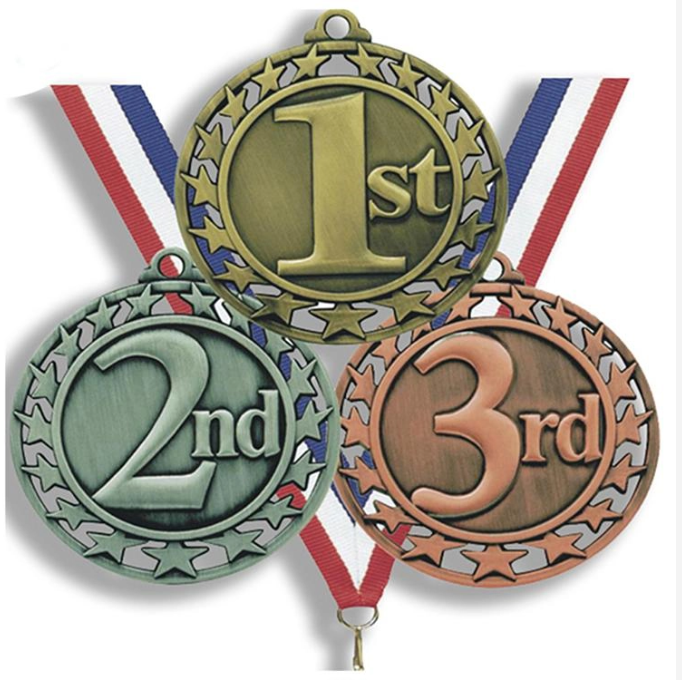 1., 2. und 3. leere Souvenir-Sportmedaille aus Metall