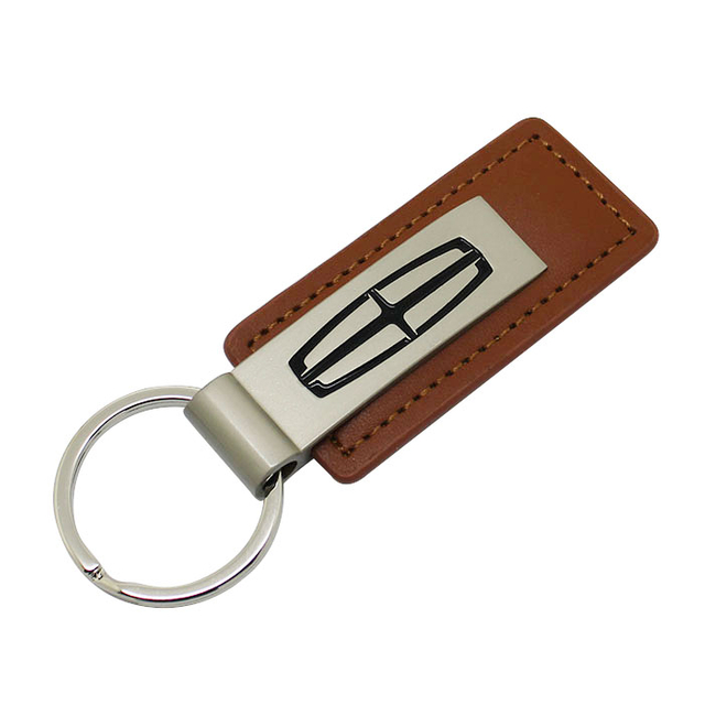 Werbe-Schlüsselanhänger aus PU-Leder mit individuellem Auto-Logo aus Metall