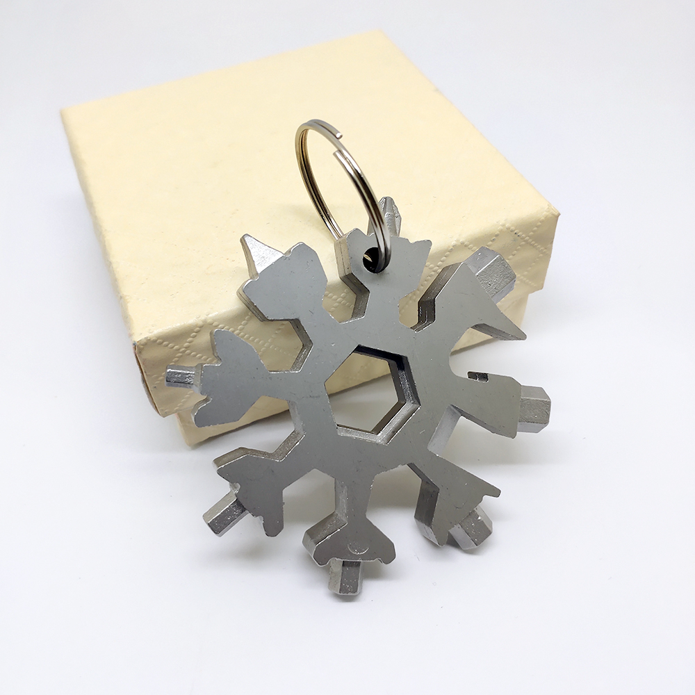 Desuccus 18-in-1-Schneeflocken-Multifunktionswerkzeug, Edelstahl-Schneeflocken-Flaschenöffner/flaches Kreuzschlitzschraubendreher-Set/Schraubenschlüssel 