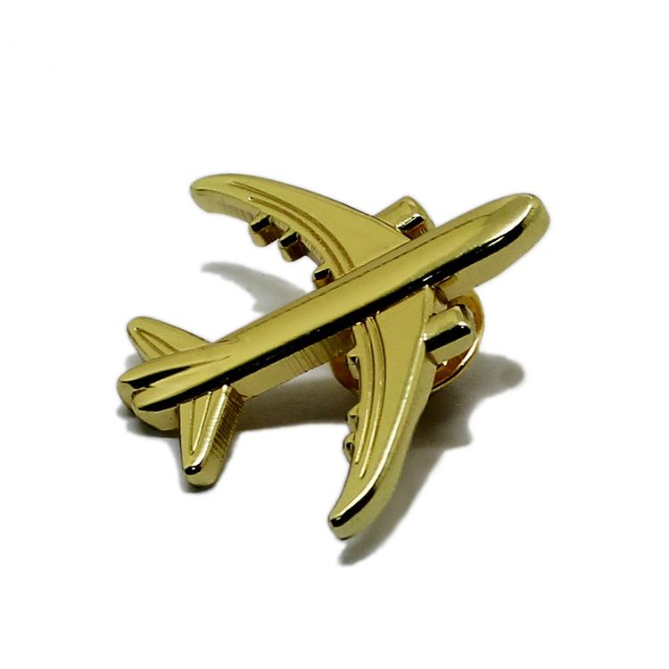 Anstecknadel aus 3D-Flugzeug-Metall in Gold und Silber