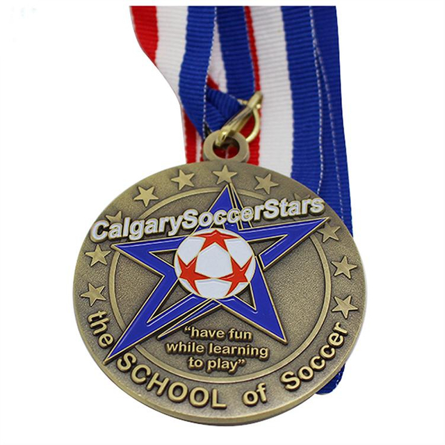 Antike individuelle Fußball-Goldmedaille aus weicher Emaille
