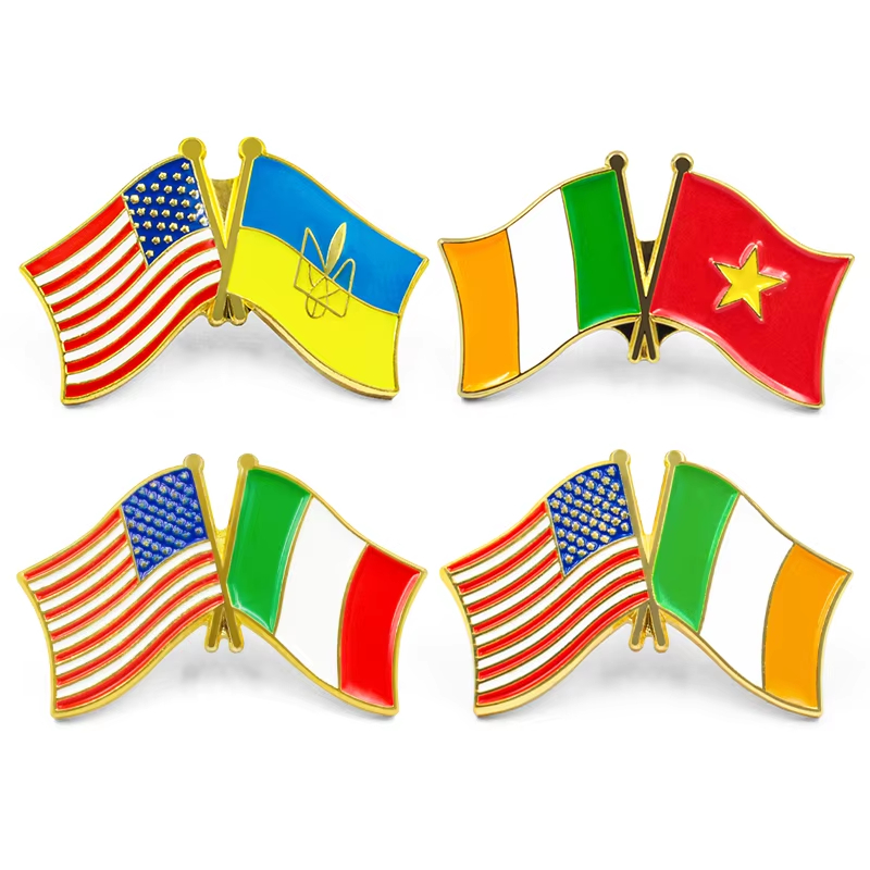 Benutzerdefinierte Kreuz Freundschaft Flagge weiche harte Emaille Pin