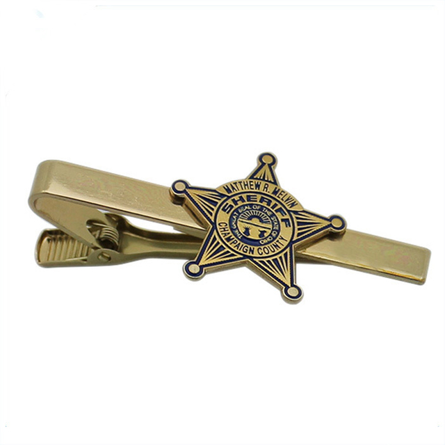 Krawattenklammer aus Sheriff-Metall in 2D-Gold mit weicher Emaille