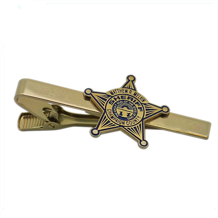 Krawattenklammer aus Sheriff-Metall in 2D-Gold mit weicher Emaille