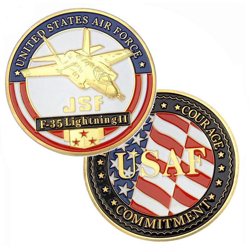 3D-goldene USAF-Militär-Herausforderungsmünze mit weicher Emaille