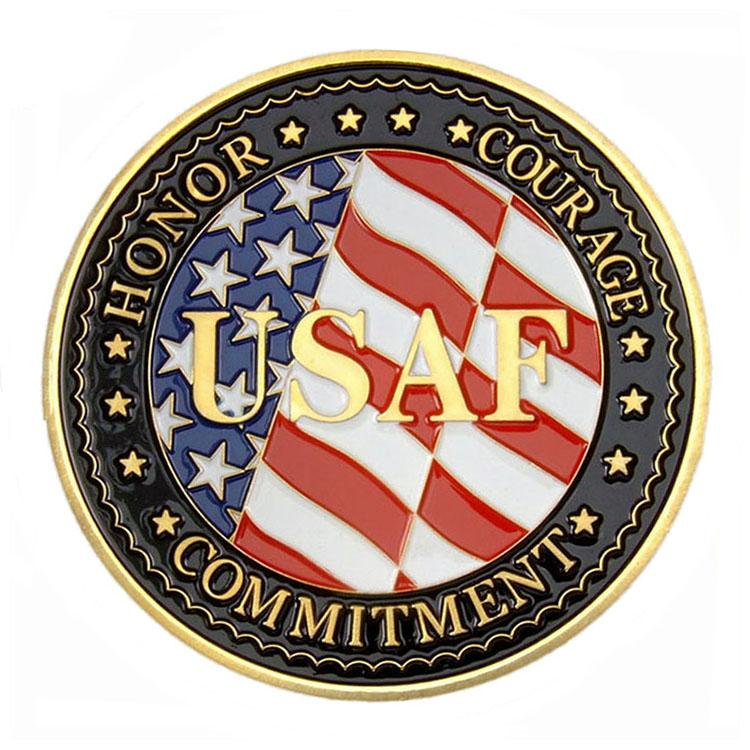 3D-goldene USAF-Militär-Herausforderungsmünze mit weicher Emaille