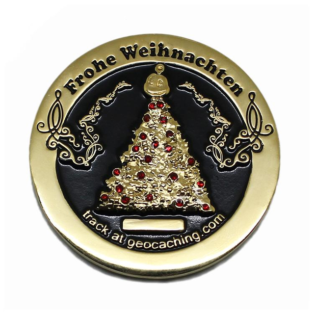 Kundenspezifische Goldmünze aus weichem Kristall-Emaille-Weihnachtsmetall