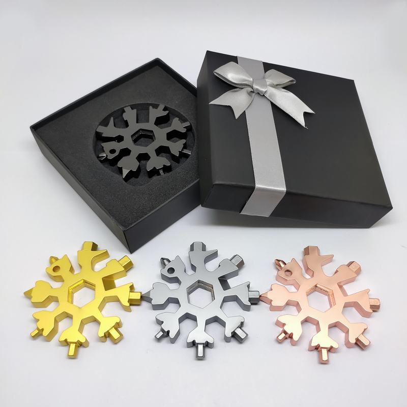 Desuccus 18-in-1-Schneeflocken-Multifunktionswerkzeug, Edelstahl-Schneeflocken-Flaschenöffner/flaches Kreuzschlitzschraubendreher-Set/Schraubenschlüssel 