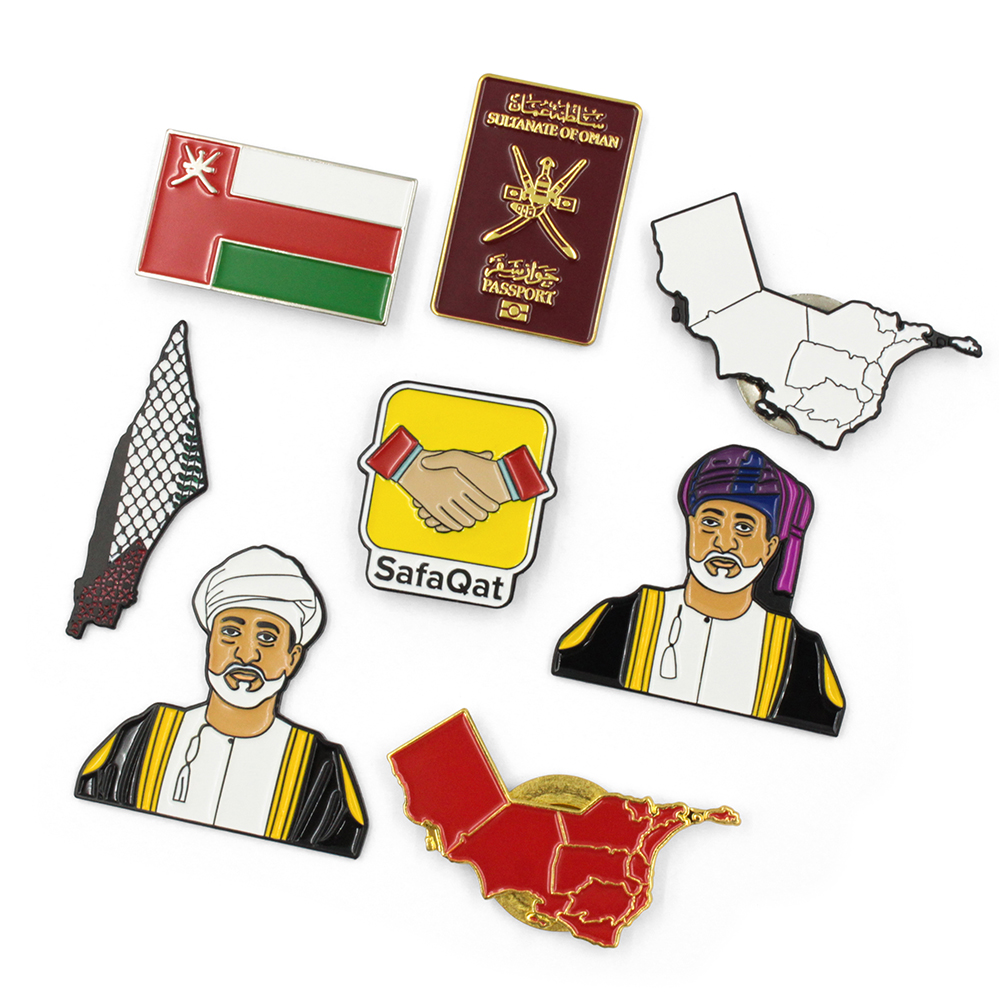 Maßgeschneiderte Anstecknadel mit weicher Emaille und magnetischer Oman-Flagge
