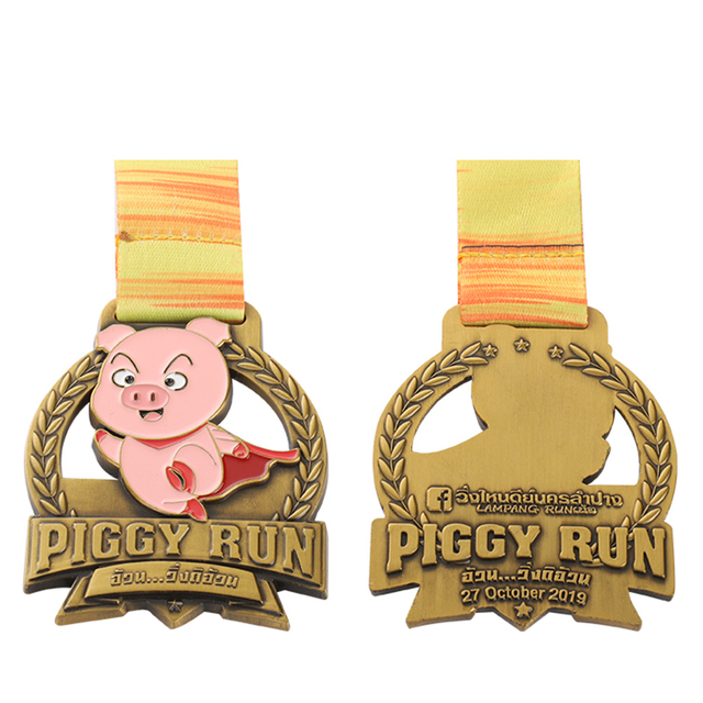 Personalisierte Piggy Run Gold-Cross-Country-Laufmedaillen der Vereinigten Staaten
