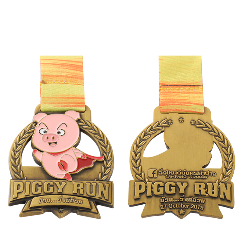 Personalisierte Piggy Run Gold-Cross-Country-Laufmedaillen der Vereinigten Staaten