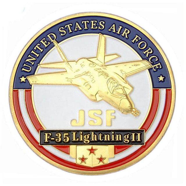 3D-goldene USAF-Militär-Herausforderungsmünze mit weicher Emaille