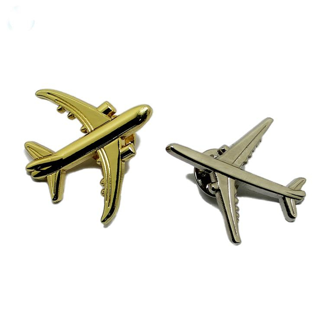 Anstecknadel aus 3D-Flugzeug-Metall in Gold und Silber