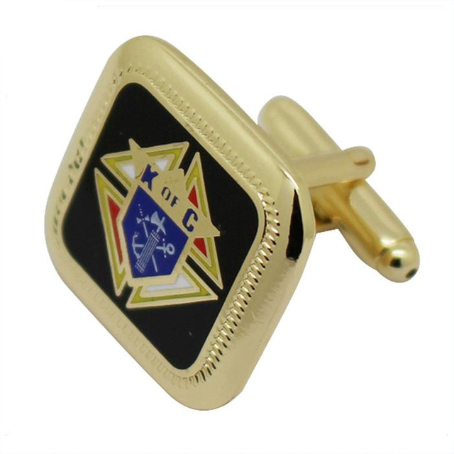 Goldfarbene, quadratische Manschettenknöpfe aus hartem Emaille-Metall