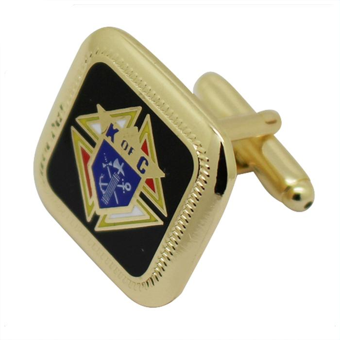 Goldfarbene, quadratische Manschettenknöpfe aus hartem Emaille-Metall