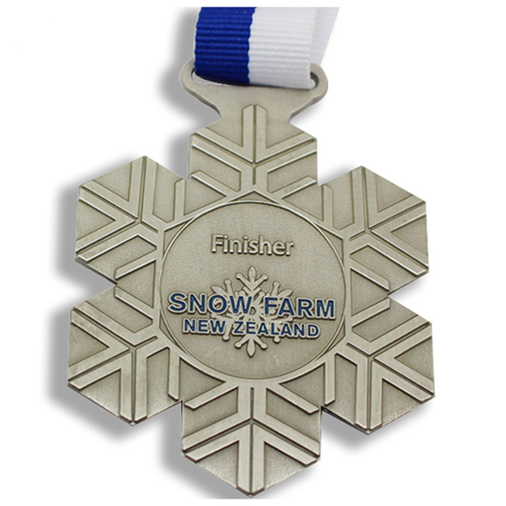 Schnee-Design-Kristall-Skifahren-Sportmedaille aus Metall